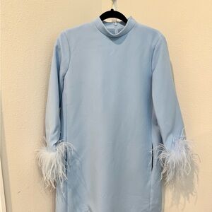 Tuckernuck Light Blue Dress with Feather Cuffs